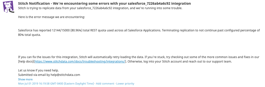 Event email notification in the Datadog event stream