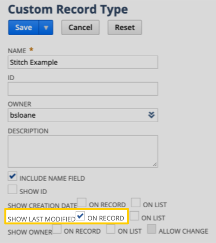 Highlighted Show Last Modified field in NetSuite's Custom Record Type page